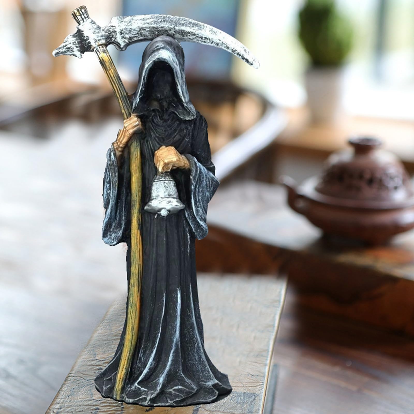 Amazon.co.jp: 死神像、鎌を持つ聖なる死神、黒いハロウィーン像